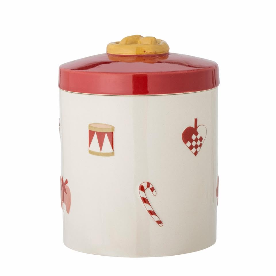 Bloomingville Yule Weihnachtsdose Rot – Stoneware-Dose 15x18 cm, festliche Aufbewahrung im nordischen Stil für Plätzchen & Deko, 82058343