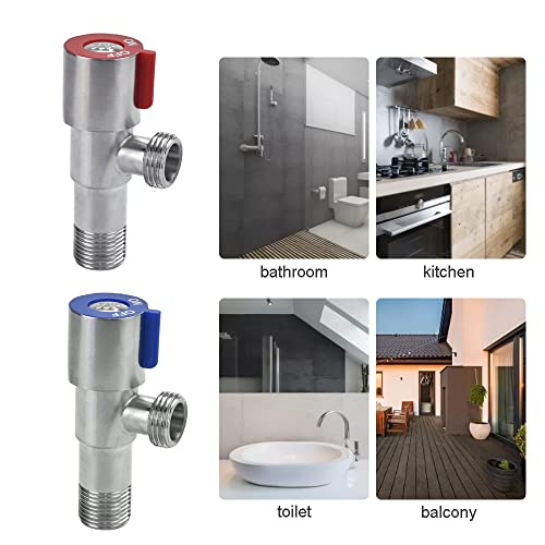 SPEACOUR 2 Stück Eckventil Edelstahl Eckventil Wasserhahn Winkelventil Wasser-Anschluss Eckventile 1/2 Regulierventil Eckregulierventil mit Rohmaterialband für Küche, Bad, Balkon, Gartenbewässerung