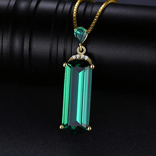 JewelryPalace 4.4ct Fancy Cut Simulated Green Nano Emerald Pendant Necklace for Women, 925 Sterling Silver White Yellow Rose Gold Plated Necklace, Fashion Gemstone Gift for Girl 18 Inches Chain3
