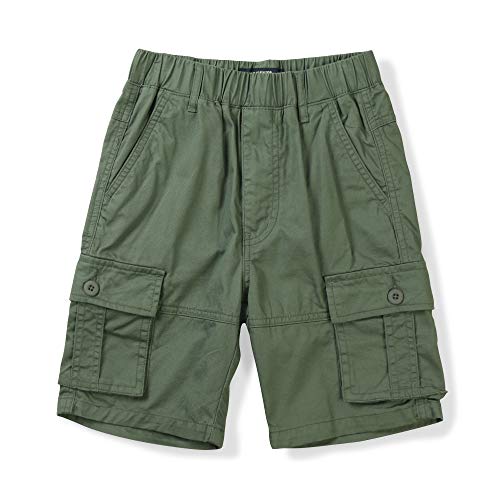 Mesinsefra Boys' Pull On Cargo Shorts Full Elastic Waist Casual Shorts With Multi Pockets Army Green 160Cm #TOP22