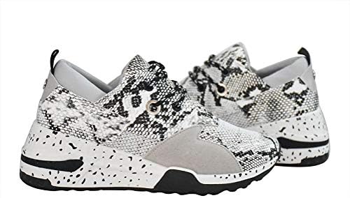 LUCKY STEP Women's Climbing Hiking Retro Jogger Cliff Sneakers Running Sport Trainer Shoes (8.5 B(M) US, White Snake) | Image 1