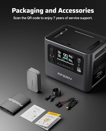 AFERIY 2048Wh Portable Power Station 2400W (Peak 4800W),P210 LiFePO4 Battery Generator,AC Fast Charging, 12V/25A XT60 DC output port,UPS Power Outages,Home Backup,Camping(Solar Panel Optional)