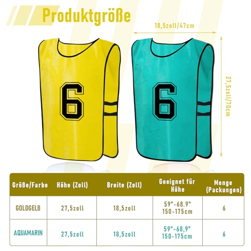 SWHCM 24 Stück Fußball Leibchen 2 Farben - 12 von jeder Farbe, für Jugendliche und Erwachsene, Markierungshemd-Trainingsleibchen, Team-Spiel Bibs für Herren Damen Senioren Junioren