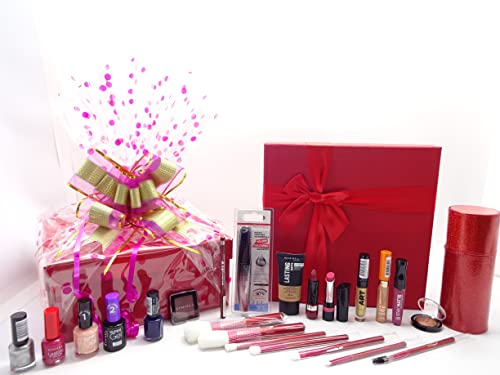 Rimmel London Luxury Make Up Bundle Set Regalo Cesto Regalo, Set Kabuki Pennello con Stand