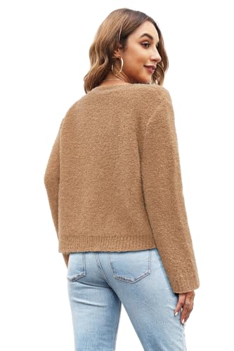 Image of Arach&Cloz Women's Open Front Cardigan Sweaters Fall Fashion Button Down Knit Chunky Outwear Coats with Pockets