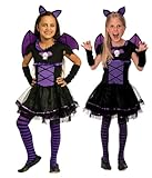 PRAKTISCH: Dieses Kinder Fledermaus Vampirin Kostüm lässt sich blitzschnell an- und ausziehen. Der schicke Hexenhut bleibt stabil auf dem Kopf sitzen. Dank der Knielänge kann ihr Kind sicher rennen und spielen, ohne dabei zu stolpern