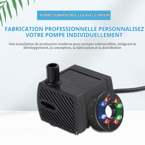 Pompe à eau cam2 Mini avec 8 LED et pompe à ventouse 280 L/h 4w 220V - 240V 50 / 60Hz quantité d'eau réglable 8 / 13mm pour petit aquarium, pompe à eau d'aquarium, jardin – vue 5
