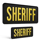 Embroidered Sheriff Patch for Vest - Sheriff Guard Badge - Sheriff Accessories 4x10 inch and 2x5 inch Hook and Loop on Back (Yellow)