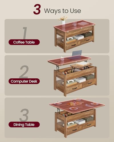 VASAGLE 3-in-1 Lift Top Coffee Table