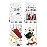 KEORHEZ Weihnachtsdeko Innen Geschirrtücher, 4 Stücke Weihnachten Deko Geschirrtuch,40 x 60cm, Küchenhandtücher Weihnachten,Strapazierfähig, Saugkräftig,Weihnachtsdeko Küche