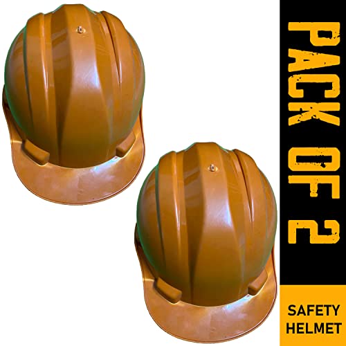 Image of LADWA Orange Heavy Duty Superior Safety Helmet, ISI Marked Protective Hard Hat for Construction, Industrial and Outdoor Safety Work Applications (Pack of 2)