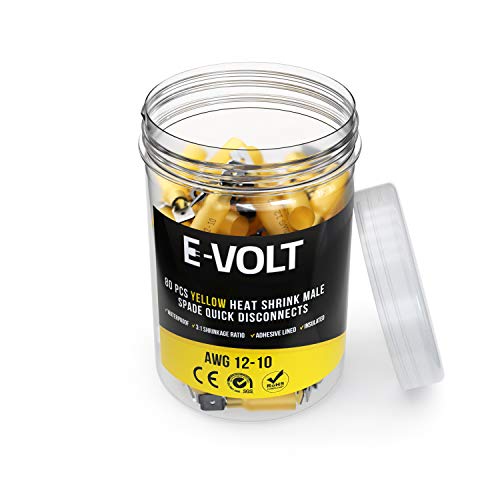 image for E-VOLT Male Spade Wire Connectors – 80 PC 3:1 Polyolefin Heat Shrink