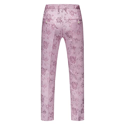 Tuxedo Suits For Men 3 Piece Regular Fit Suit Floral Pattern Blazer Jacket Waistcoat Pants Men Suit Set For Wedding Baby Pink #TOP7