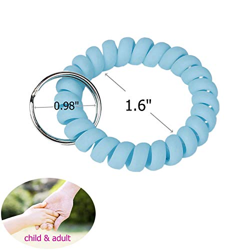 Image of BIHRTC 6 Color Wrist Keychain Plastic Spring Flexible Spiral Wrist Coil Stretchable Wristband Spiral Key Chain Bracelet Key Holder Key Ring for Gym Pool ID Badge Sauna Outdoor Activities