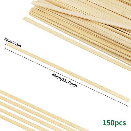 Czwestc 150 Pieces Natural Bamboo Sticks ,Craft Rods, Extra Long 15.7 Inch Wooden Crafts Sticks Stakes For Crafting Arts Projects #TOP1