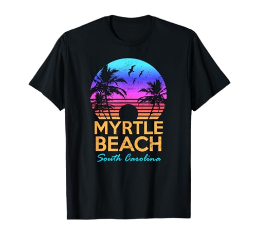 Myrtle Beach South Carolina Retro Sunset Summer Esthétique T-Shirt