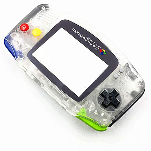 Full Housing Case Cover Housing Shell Replacement for Game boy Advance GBA Shell Case with Buttons Kit-Clear+Colorful Buttons+SFC Glass Lens