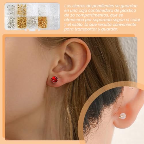 Miniatura 6 de Toaob 600 Piezas Tuercas De Pendientes 10 Estilos Metal Caucho Plástico Tuercas Con Botón Circular De Mariposa Para Hacer Joyería Bisutería Fabricación