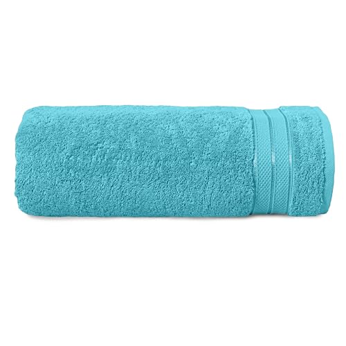 Image of Elegant Comfort Three Line Popcorn Towel Set for Bathroom 35 x 70 inches, Premium Hotel Quality 1-Pack Jumbo Towels, 100% Turkish Cotton, Soft and Durable, Quick Dry and Highly Absorbent, Aqua