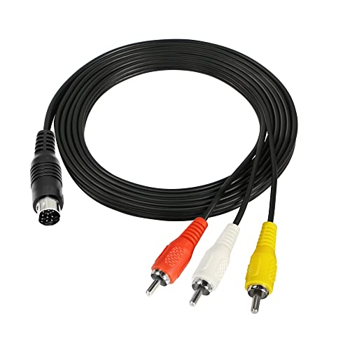 RIIEYOCA DIN 10 Pin to RCA Audio Video Composite Cable, 10 Pin Male Plug to 3 RCA Male Stereo AV Wire Connection Wire Cable, for Video Audio Equipment Signal Output-1.8m