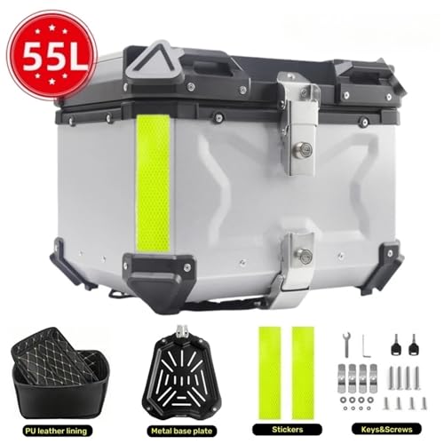 Baúl de motocicleta impermeable X-55L silver de aluminio contra la lluvia 2