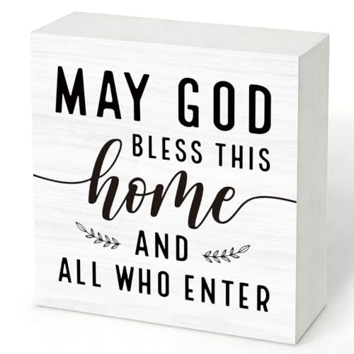 Christian Wood Box Sign, Entrance Hall Decoration, Inspirational Table Signs, Christian Home Decor, Inspirational Decor, May God Bless This Home And All Who Enter