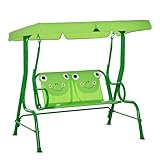 Outsunny Porch Swing for Kids with Adjustable Canopy to Block Sun at Angles,...