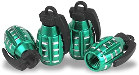 SINGARO Car Tire Valve Stem Cap, Personalized Tire Valve Stem Cap Exterior Accessories, Universal for Car, Truck, SUV, Motorcycle and Bicycle (4PCS Green)