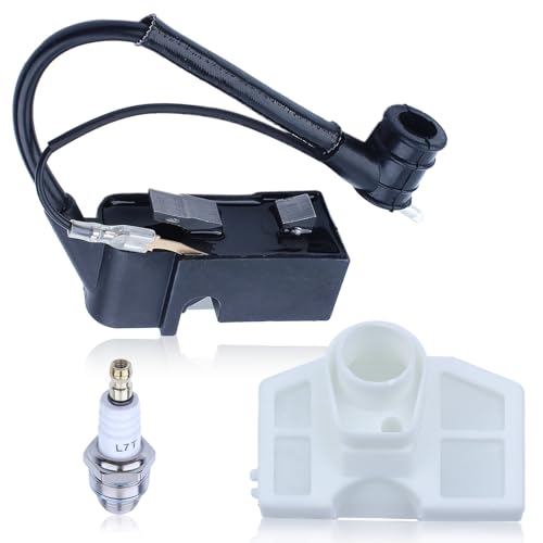 Gubeter Kit de Bougie d'allumage pour tronçonneuse Chinoise 4500 5200 5800 52Cc 45Cc 58Cc à démarrage Facile, avec Filtre à Air et Bobine d'allumage, Tronçonneuses Pieces Detachees