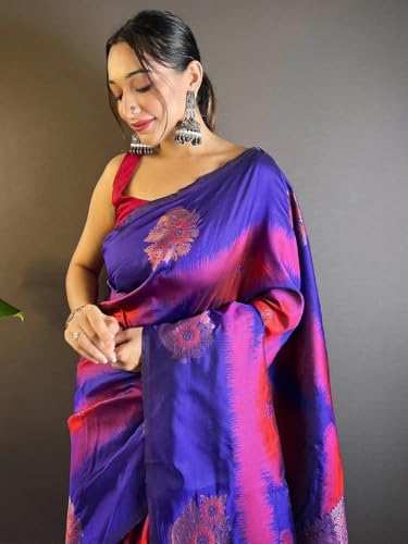 Image of SGF11 Women's Kanjivaram Pure Soft Silk Saree With Unstitched Blouse Piece