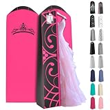 Your Bags Wedding Dress Garment Bag - Garment Bags for Travel & Hanging Clothes or Storage - 72" Wedding Dress Bag for Gowns Long with 20" Gusset for Puffy Bridal Gowns Cover - White/Grey