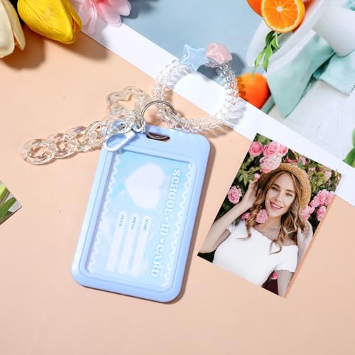XLIUAX 2 Stück Acryl Fotokartenhalter, Kawaii Photocard Holder mit Schlüsselanhänger Idol Kartenhalter Badge Holder Ausweishalter für Mädchen und Frauen Personalausweis Bankkarte Campuskarte Buskarte