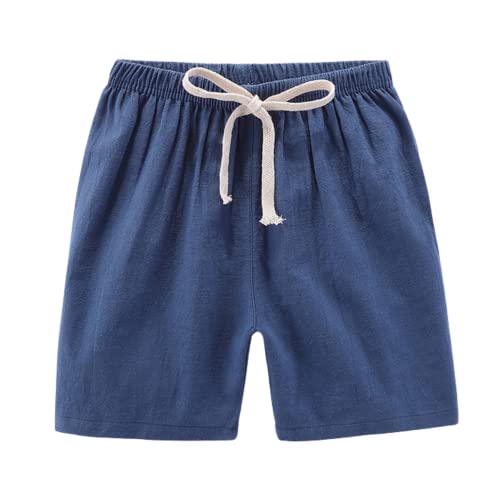 Amebelle Baby Toddlers Boys Girls 3 Pack Light Bermuda Cotton Linen Shorts Pants (0085-3Pkbeigeorangenavyblue-7/8Y) #TOP7