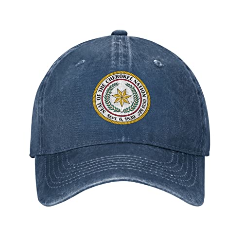 Cherokee Nation Great Seal Vintage Washed Denim Baseball Cap Adjustable Dad Hats Gift for Men Women