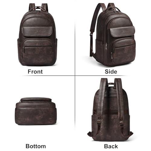 Image of Leresas Backpack Purse for Women Mens for Work Laptop Travel Business Back Pack Vegan Leather Fashion College Computer Teacher Bag Daypack Coffee
