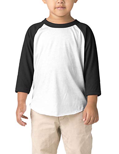 Hat and Beyond Infant Raglan 3/4 Sleeves Baseball Tee (12M, (Baby) 5bh03_White/Black)
