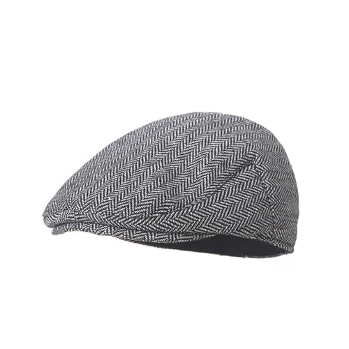 YAMEE Boné de boina para crianças de lã misturada, gorro plano macio respirável para crianças, boné Newsboy para outono e inverno, para crianças de 1 a 10 anos, preto/branco