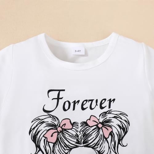 Image of Toddler Girl Clothes 2-8T Girls Skirt,White Short Sleeve Letter Print Top + Summer Short Skirt 2PCS Girls Outfits Set
