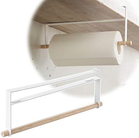 Yamazaki 2418 TOSCA Under-Shelf Paper Towel Holder, white, Steel/Wood, Minimalist, 2 x 32 x 12 cm - Image 5