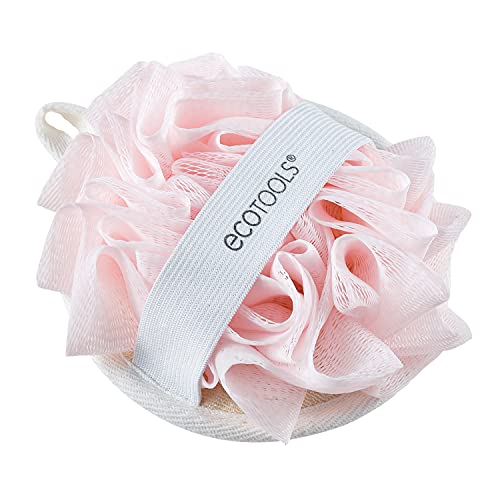Ecotools Ecopouf Dual Cleansing Pad, Multipurpose Gentle Cleansing Body Scrubber, 2-In-1 Bath Sponge, Exfoliating For Shower & Bath, Recycled Netting, Vegan & Cruelty-Free, Pink, 4 Count #TOP6