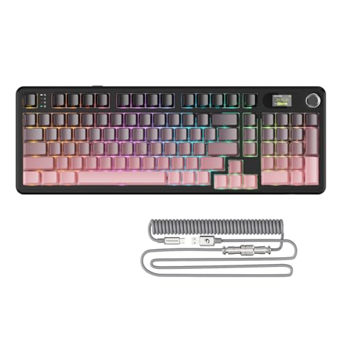 ATTACK SHARK X98PRO Wireless Mechanical Keyboard,Multi-Function Knob&TFT Screen,Tri-Mode BT/2.4GHz/USB-C Keyboard,Hot-Swappable RGB Backlit,4000mAh 98 Keys,Cloud Drive,for Win/Mac/Linux-BlackBerry