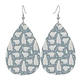 Pendientes De Piel Precioso Oso Blancos Y Línea Elegancia Pendientes Colgantes De Piel Ligero Aretes De Cuero Con Forma De Gota Para Vacaciones Vida Cotidiana Bodas