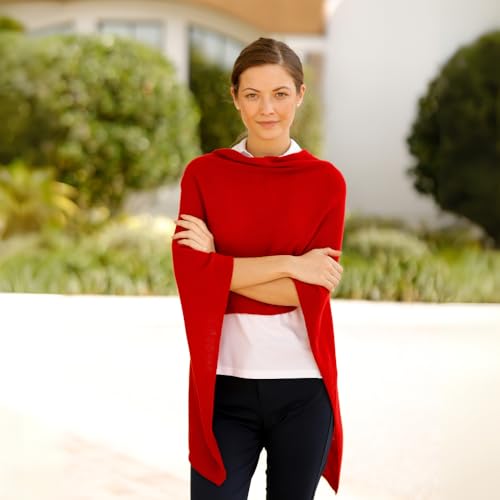 Image of CLAUDIA NICHOLE Womens 100% Cashmere Dress Topper - Cashmere Poncho Wrap