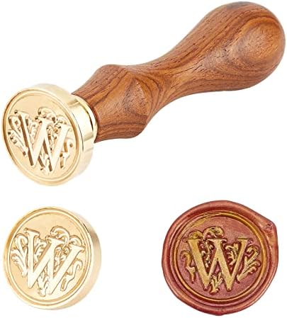 PandaHall Elite 1 Piece DIY Wooden Wax Seal Stamp,Alphabet Scrapbook Brass Stamps and Wood Handle Sets, Letter M, 25x14mm 75mm