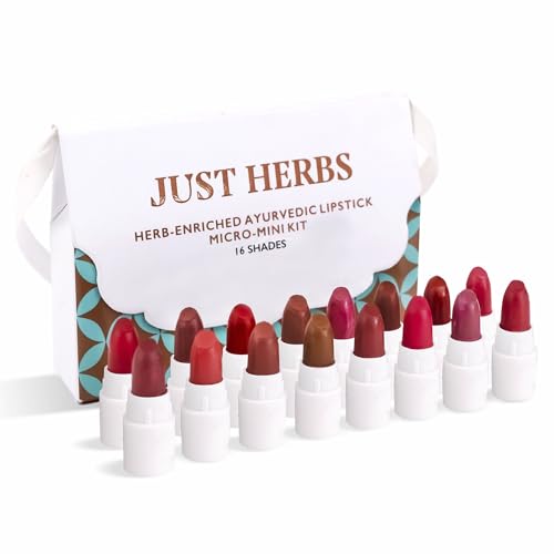 Just Herbs Kit de teste de batom ayurvédico micro-mini 38 g (pacote de 16)