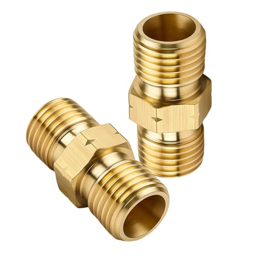 2 Pièces Raccord Gaz en Laiton 1/4 Pouce, Adaptateur Double Mâle pour Raccord Gaz Propane, Connecteur Polyvalent pour Plomberie, raccord tuyau rallonge propane