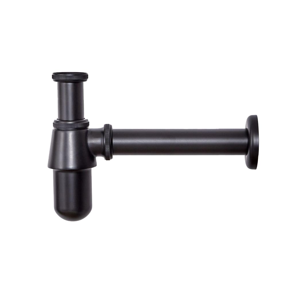 Milano Elizabeth Traditional Wall Hung Bathroom Basin Sink Bottle Trap - Black