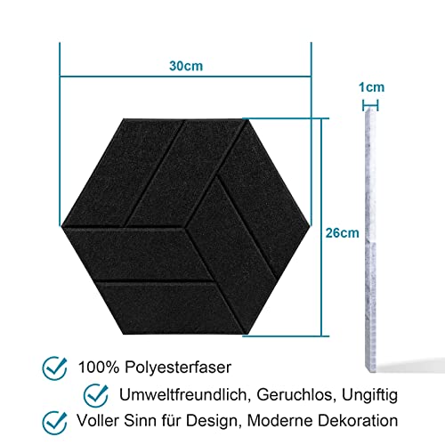 Akustikplatten Uoisaiko 12 Stück Hexagon selbstklebend für Schallabsorption
