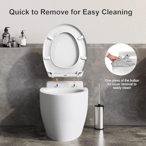 Toilet Seat, Soft Close Toilet Seats White with Quick Release for Easy Clean, Top Fixing, Stay Tight Toilet Lid Oval Shape, Heavy Duty Urea-Formaldehyde Anti-Bacterial Material with Stainless Hinges - Image 4