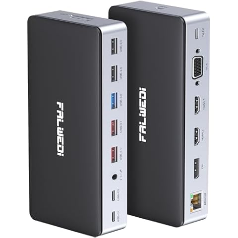 USB C Docking Station Dual Monitor, 16 in 1 Multiport Adapter Hub with Triple Display (2 HDMI, DP, VGA, 2 PD 100W & 18W, RJ45, USB C&A, SD/TF, Mic/Audio) Compatible for MacBook/Dell/HP/Lenovo Laptops Cover